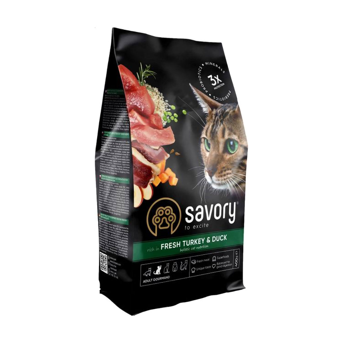 Сухий корм для дорослих кішок-гурманів Savory Adult Gourmand Fresh Turkey &amp; Duck з свіжим м'ясом індички та качки, 400 г