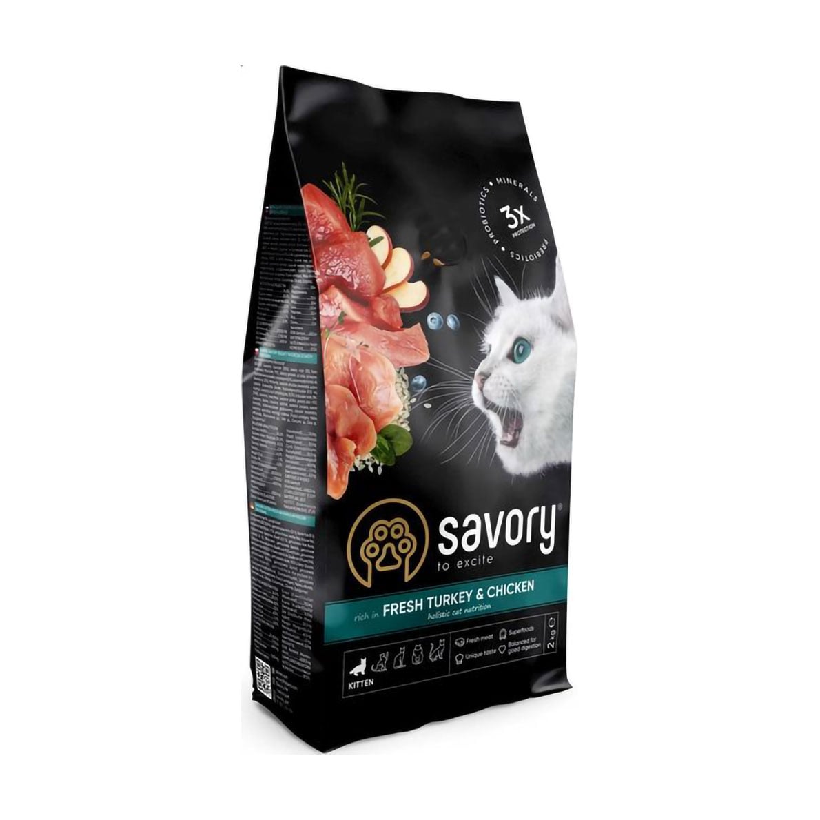 Сухий корм для кошенят Savory Kitten Fresh Turkey &amp; Chicken з свіжим м'ясом індички та курки, 2 кг