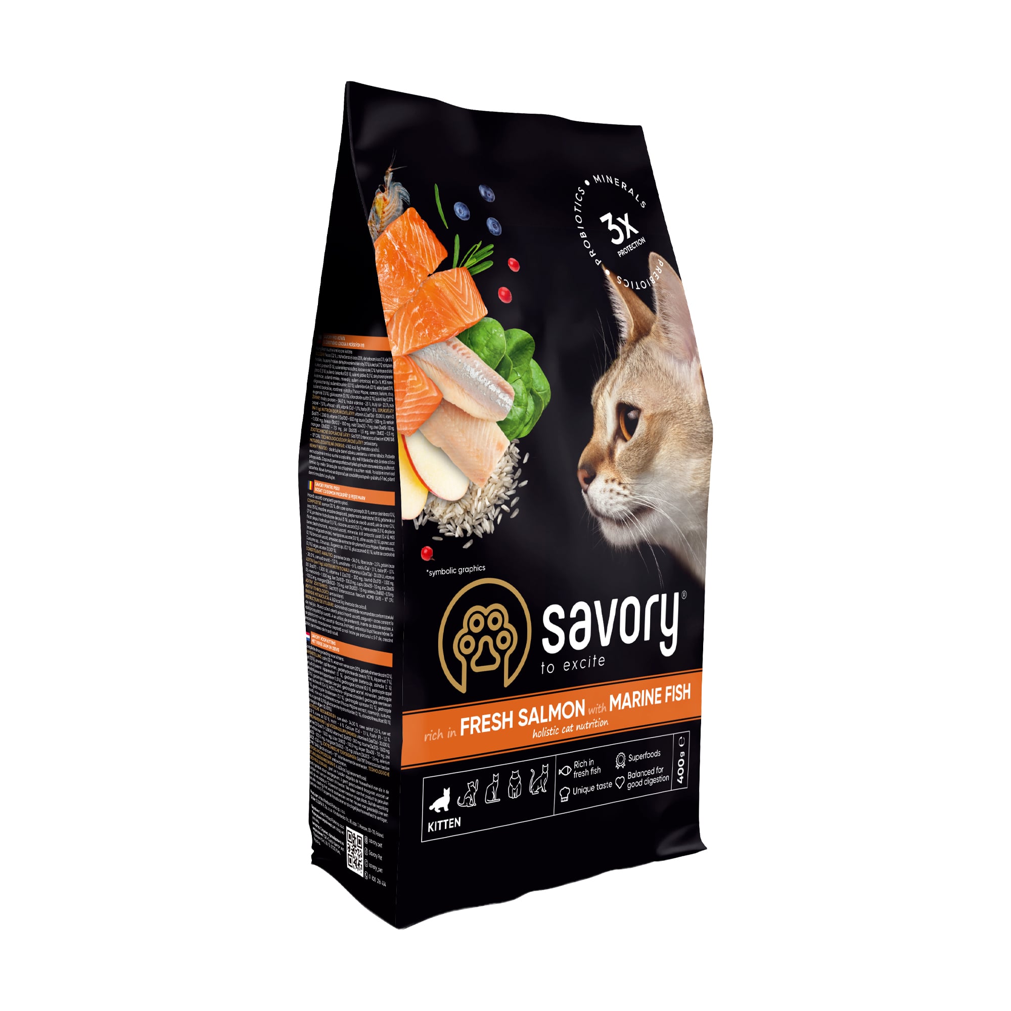 Сухий корм для кошенят Savory Kitten Rich In Fresh Salmon With Marine Fish зі свіжим лососем та морською рибою, 400 г