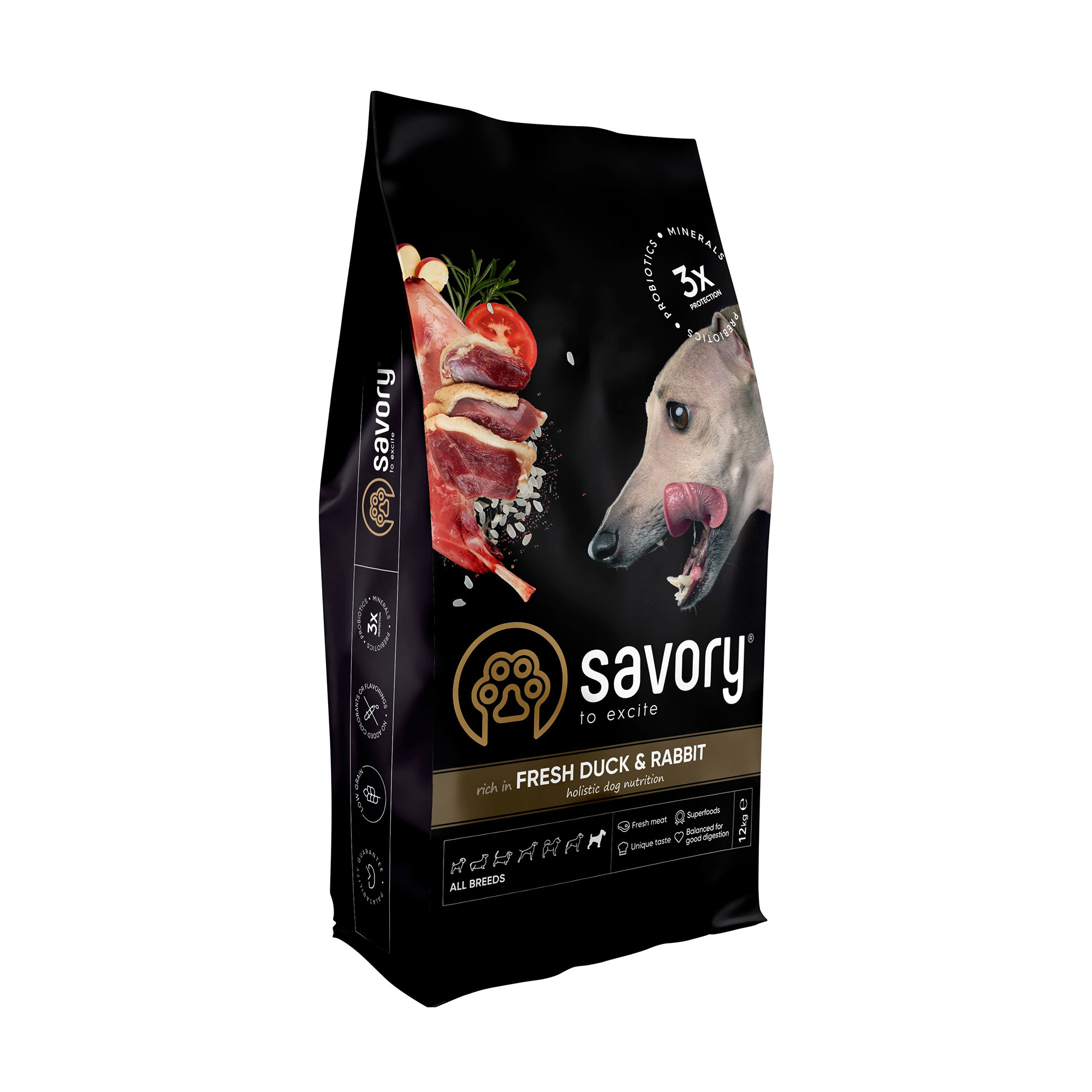 Сухий корм для собак Savory Adult All Breeds Fresh Duck &amp; Rabbit з свіжим м'ясом качки та кролика, 12 кг